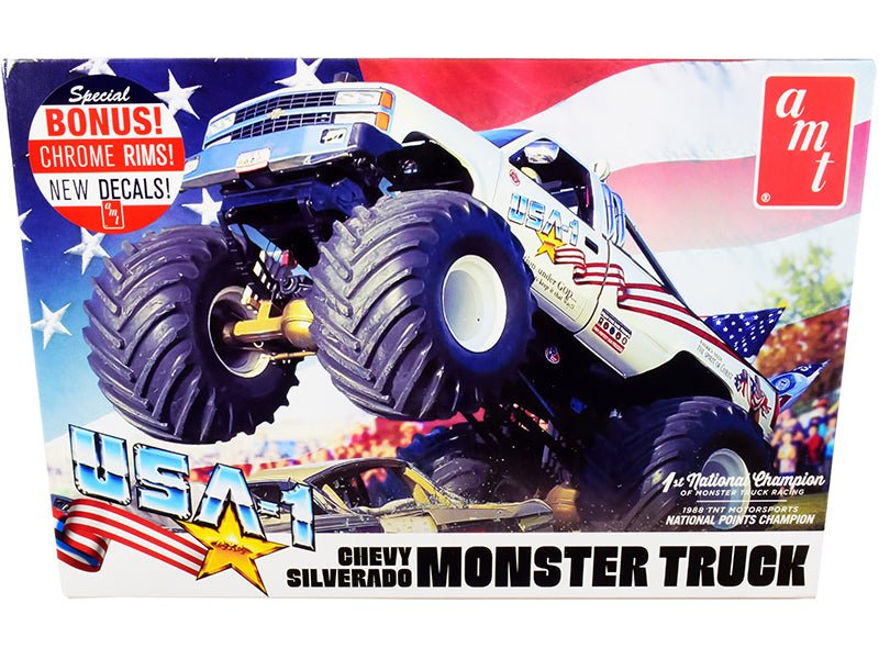 Skill 2 Model Kit Chevrolet Silverado "USA-1" Monster Truck 1/25 Scale Model by AMT  free shipping USA