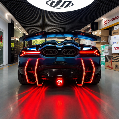 Aggressive Dry Carbon LED Diffuser Fin Set Blades for Lamborghini Revuelto