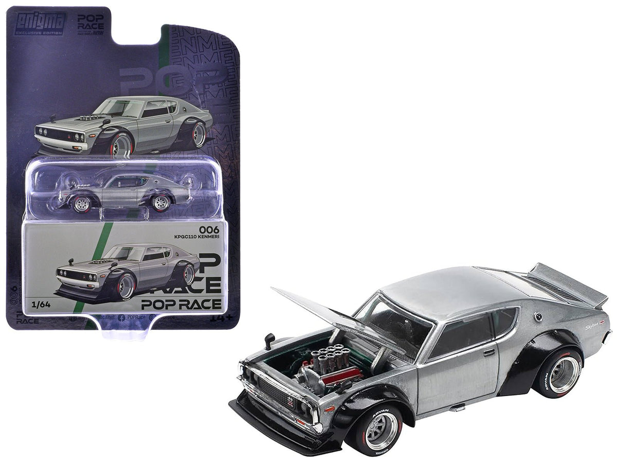 Skyline KPGC110 "Kenmeri" RHD (Right Hand Drive) Raw Metal "Enigma Exclusive Edition" 1/64 Diecast Model Car by Pop Race  free shipping USA