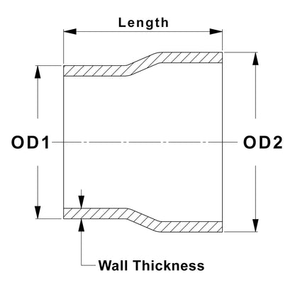 HPS Performance Products HPS 3" - 3-1/2" OD, 4" Long 6061 Aluminum Step Up Transition Joiner Reducer Tube Piping