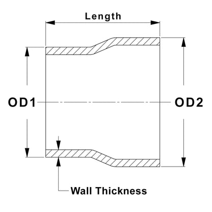 HPS Performance Products HPS 3-1/2" - 4" OD, 4" Long 6061 Aluminum Step Up Transition Joiner Reducer Tube Piping