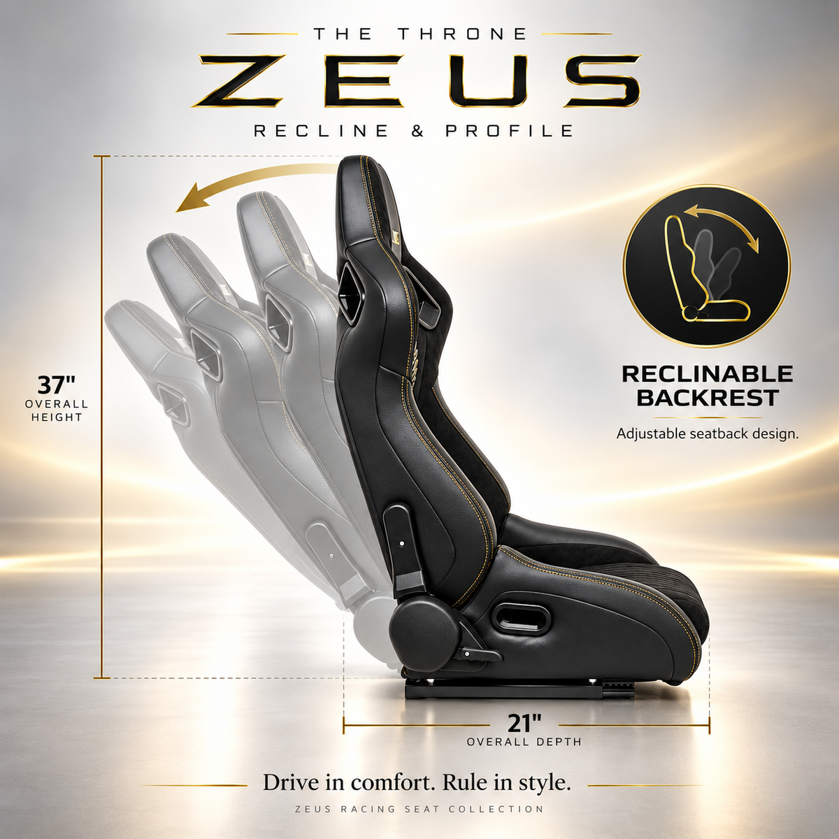 ZUES Collection The Throne Reclinable Adjustable Racing Bucket Seat