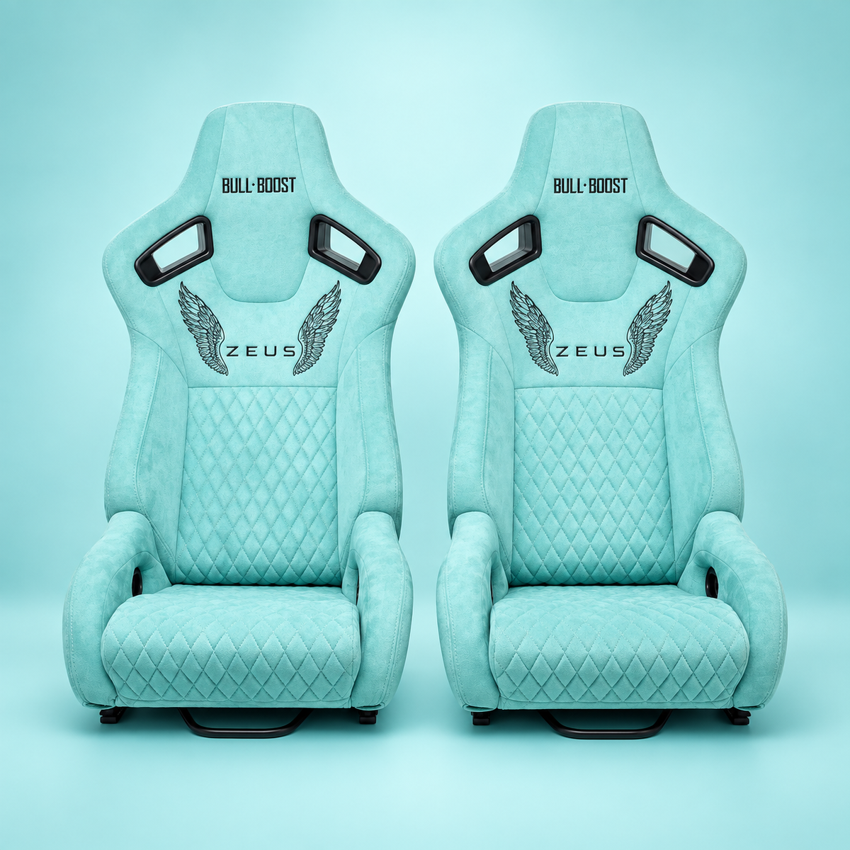 ZUES Collection Tiffany Blue Bull Boost Reclinable Adjustable Racing Bucket Seat