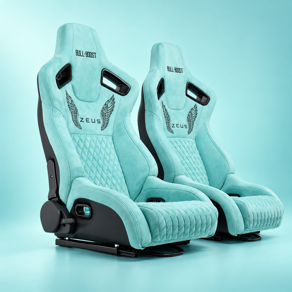 ZUES Collection Tiffany Blue Bull Boost Reclinable Adjustable Racing Bucket Seat