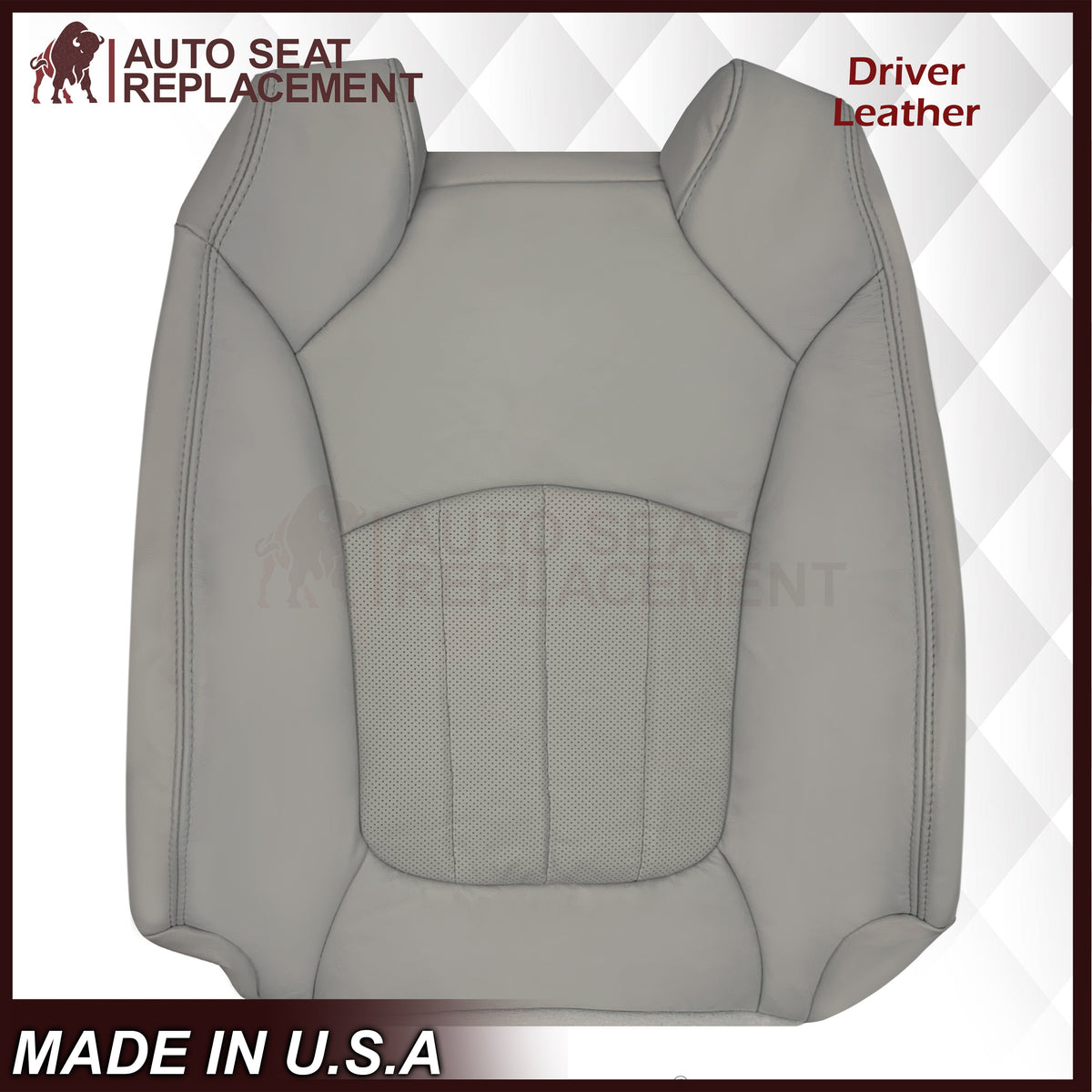 2007-2012 GMC Acadia Denali/SLT Replacement Leather/Syn. Leather Seat Cover: Gray, Perforated