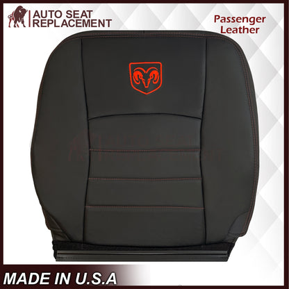 2009 - 2012 Dodge Ram 1500 2500 3500 Laramie Bottom Or Top Replacement Custom Made Seat Cover in Dark Slate (Dark Gray) With Perforated Inserts : Red Logo & Stitching