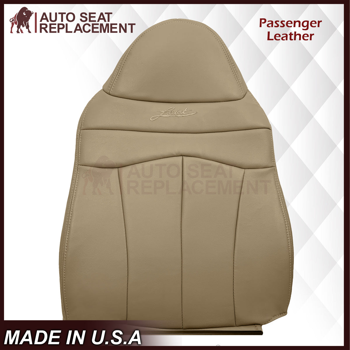 1999-2003 Ford F150 Lariat Replacement Seat Cover in Tan: Choose Leather or Vinyl