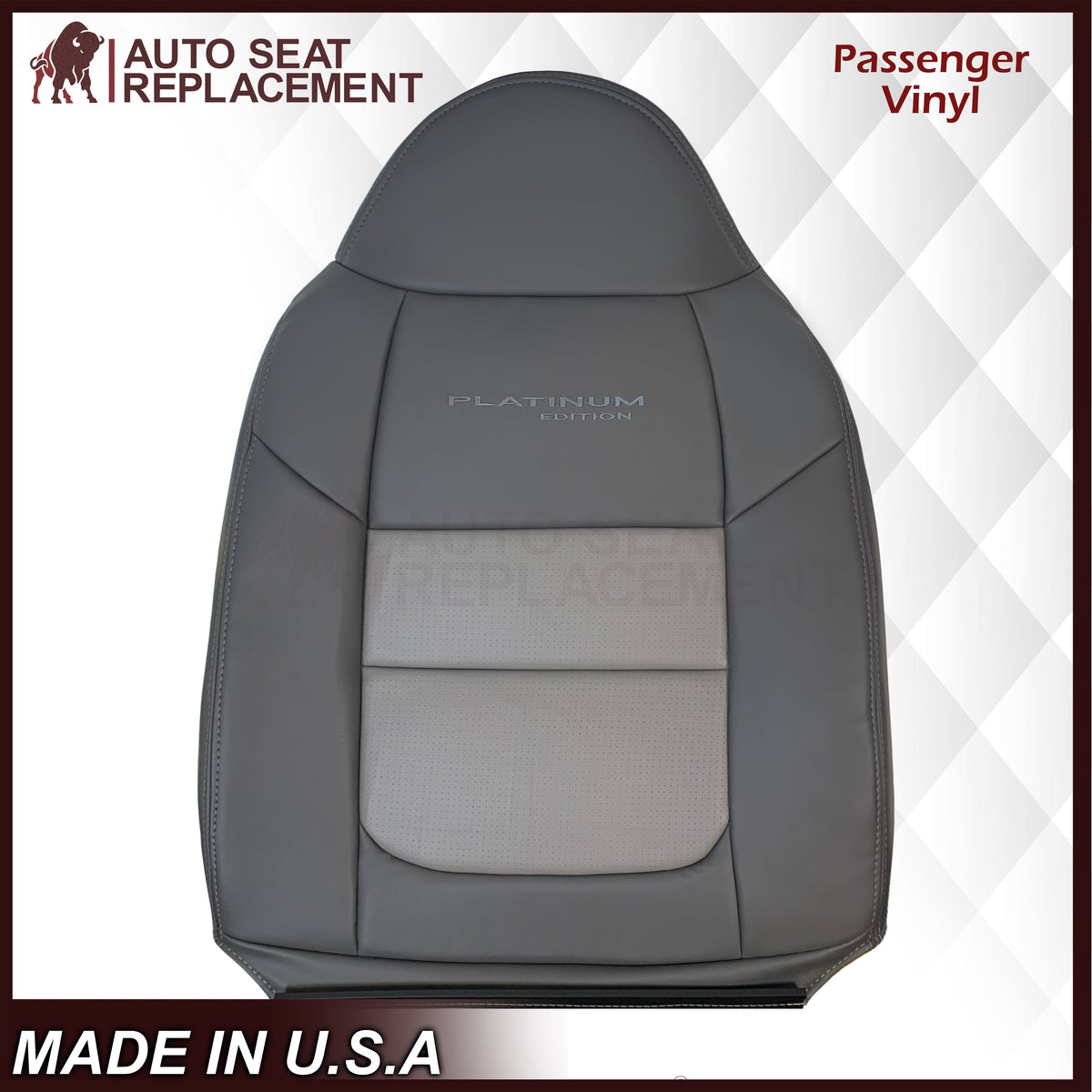 2001 Ford F250 Platinum Edition New Vinyl Replacement Seat Cover in 2-Tone Gray