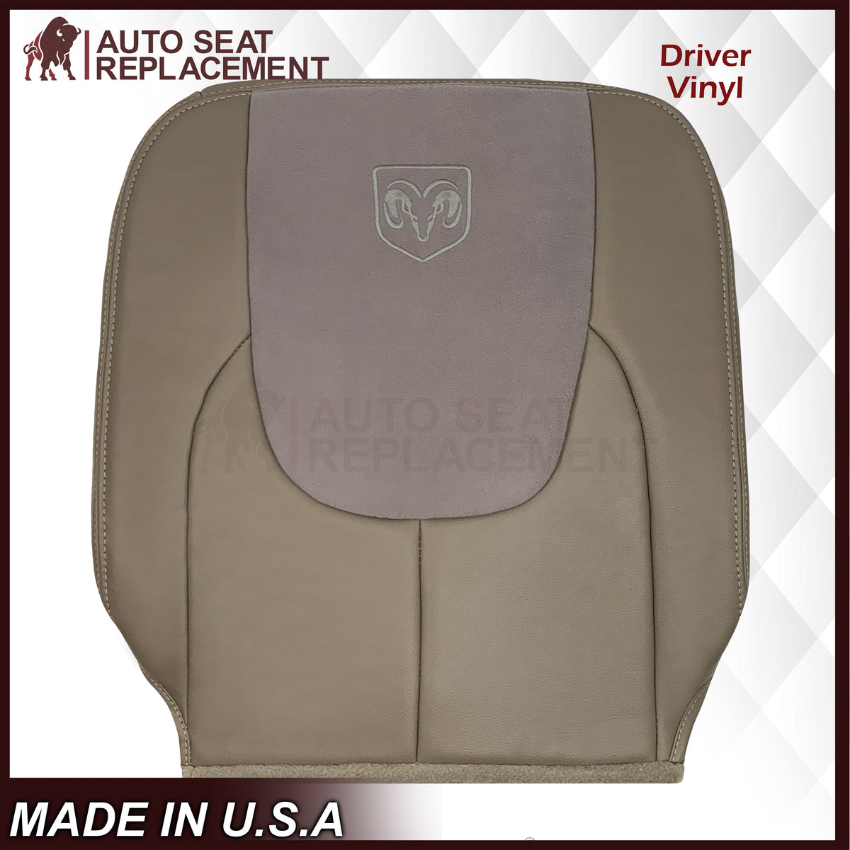 2002 - 2003 Dodge Ram 1500 2500 3500 4500 Laramie SLT Replacement Synthetic Leather & Suede Seat Cover In Tan