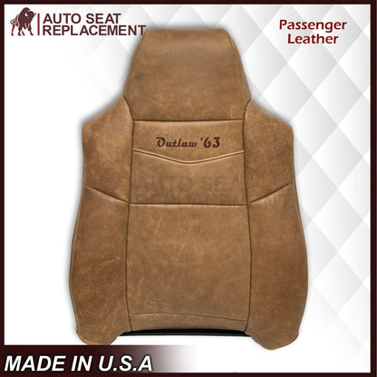 2007 Ford F250 F350 King Ranch Replacement Raw Cowhide Genuine Leather Front Seat Cover With "Outlaw '63" Logo