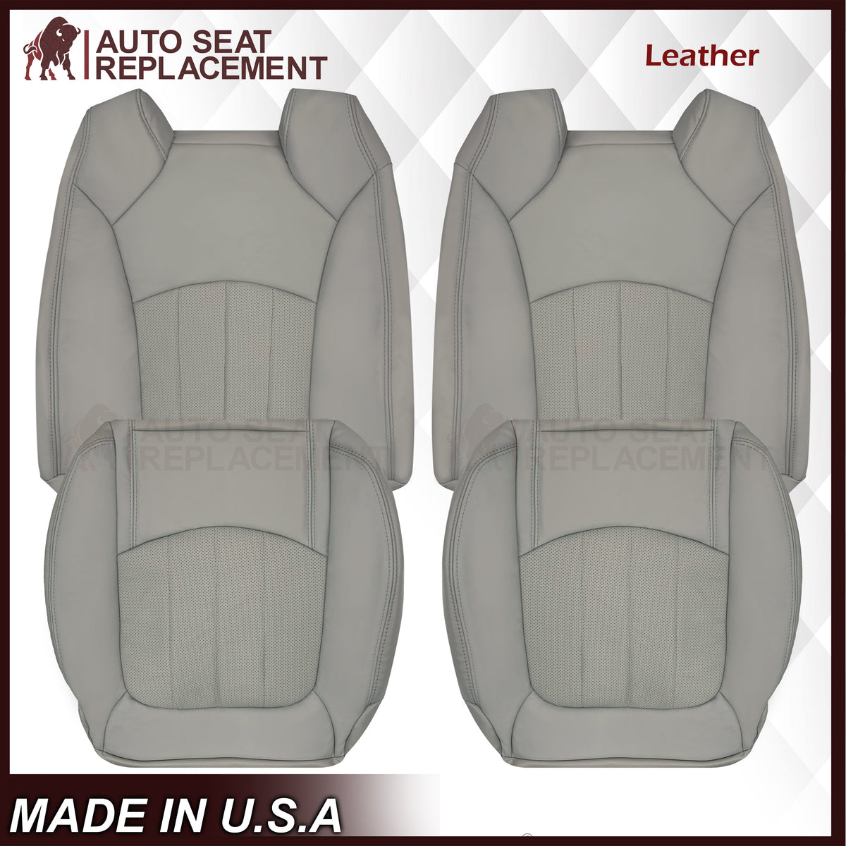 2007-2012 GMC Acadia Denali/SLT Replacement Leather/Syn. Leather Seat Cover: Gray, Perforated