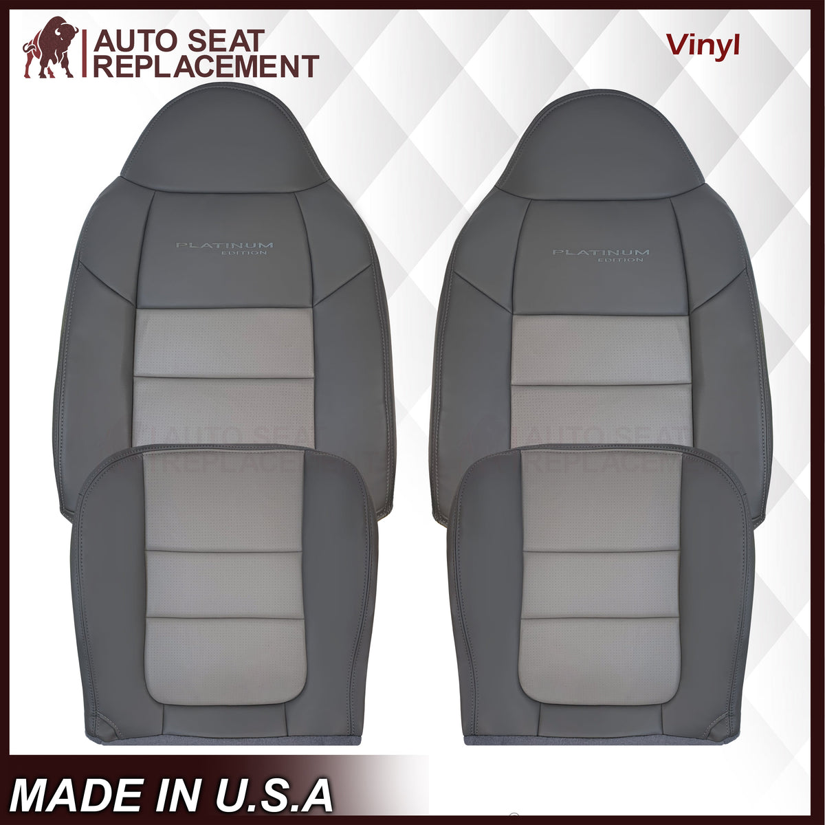 2001 Ford F250 Platinum Edition New Vinyl Replacement Seat Cover in 2-Tone Gray