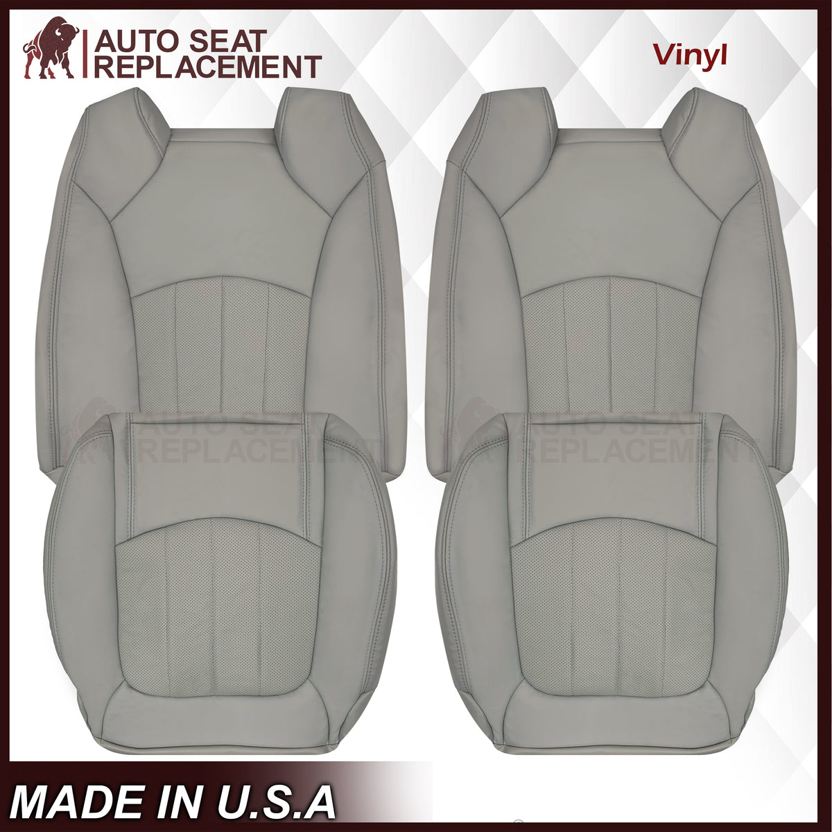 2007-2012 GMC Acadia Denali/SLT Replacement Leather/Syn. Leather Seat Cover: Gray, Perforated