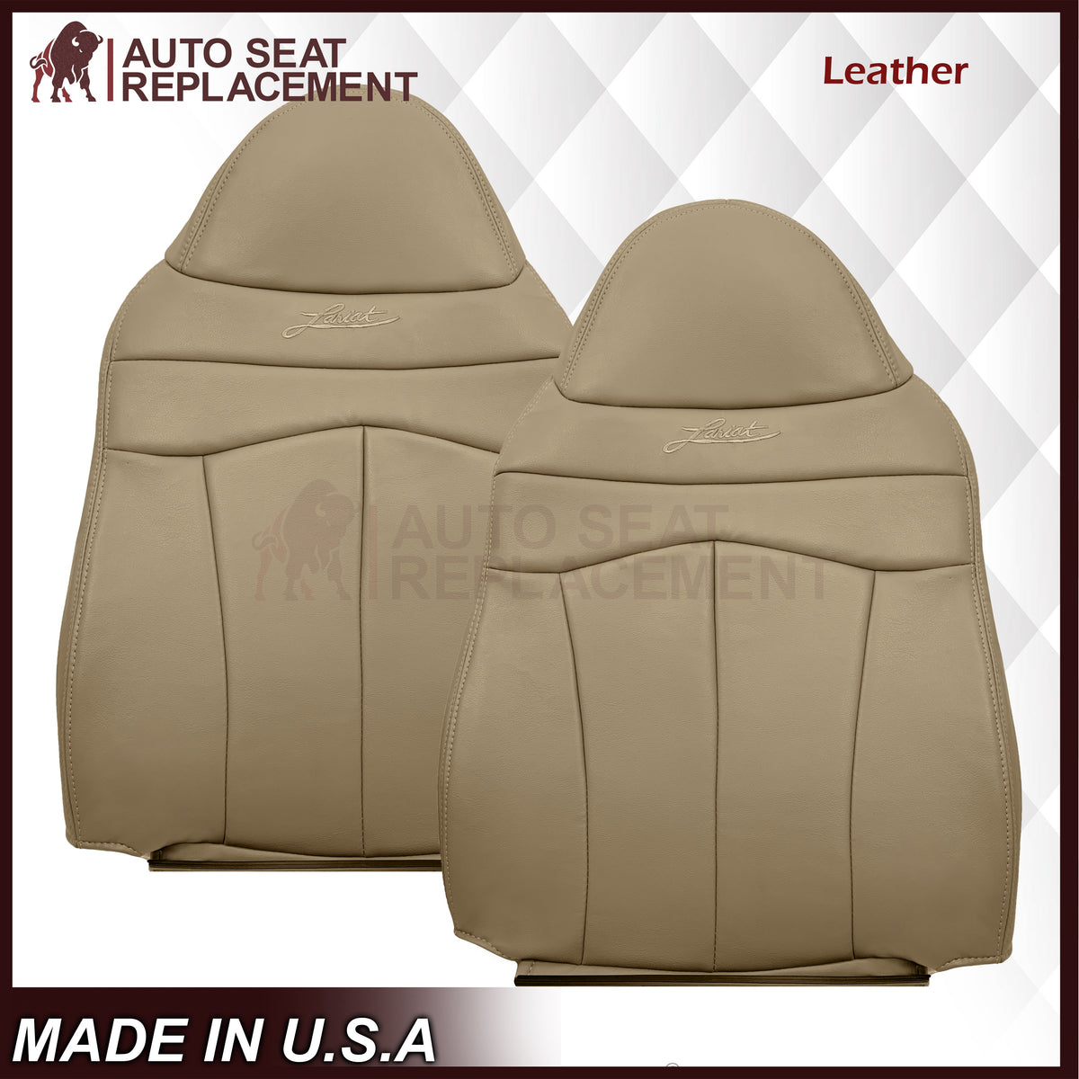1999-2003 Ford F150 Lariat Replacement Seat Cover in Tan: Choose Leather or Vinyl