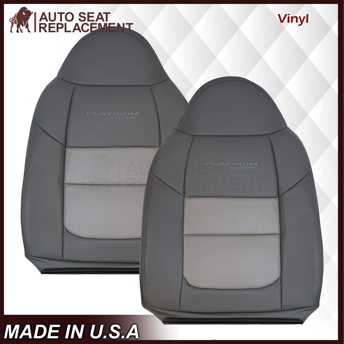 2001 Ford F250 Platinum Edition New Vinyl Replacement Seat Cover in 2-Tone Gray