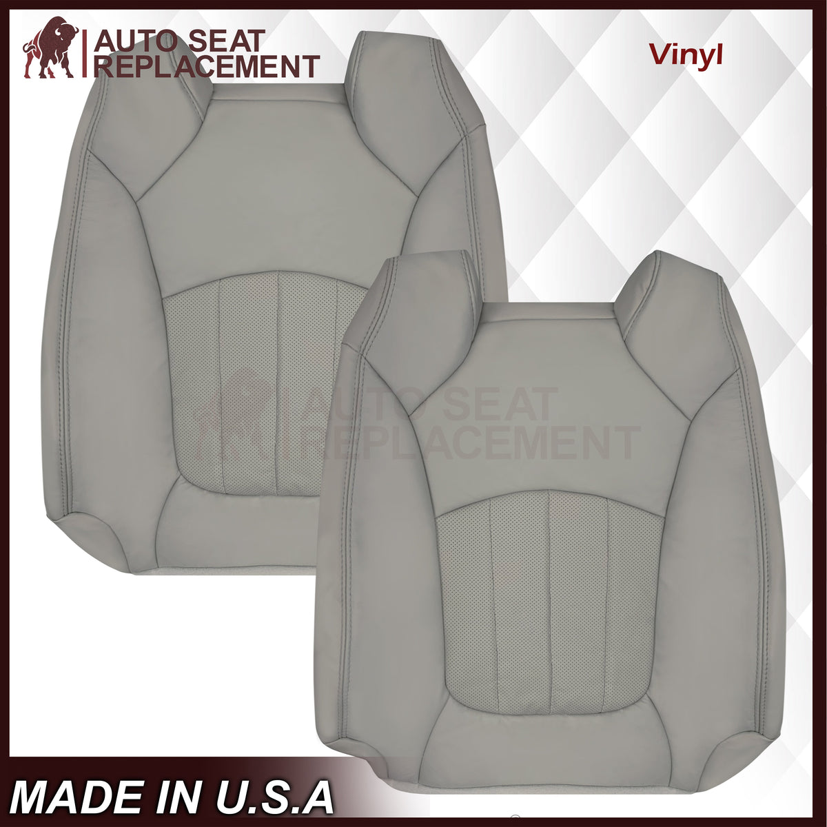 2007-2012 GMC Acadia Denali/SLT Replacement Leather/Syn. Leather Seat Cover: Gray, Perforated