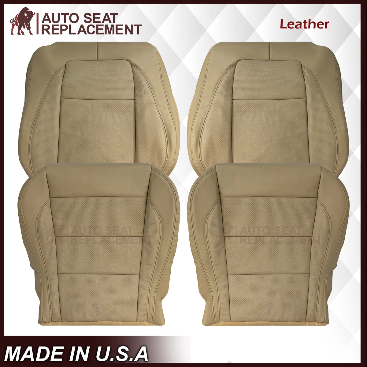 2007 - 2010 Jaguar XK XK-R Genuine Leather OR Synthetic Leather Seat Covers In Caramel Tan