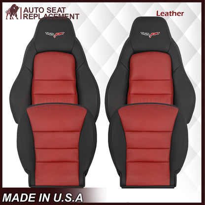 2005 - 2007 Corvette C6 Replacement Seat Cover: C6 2-tone black and Cobalt Red Perforated