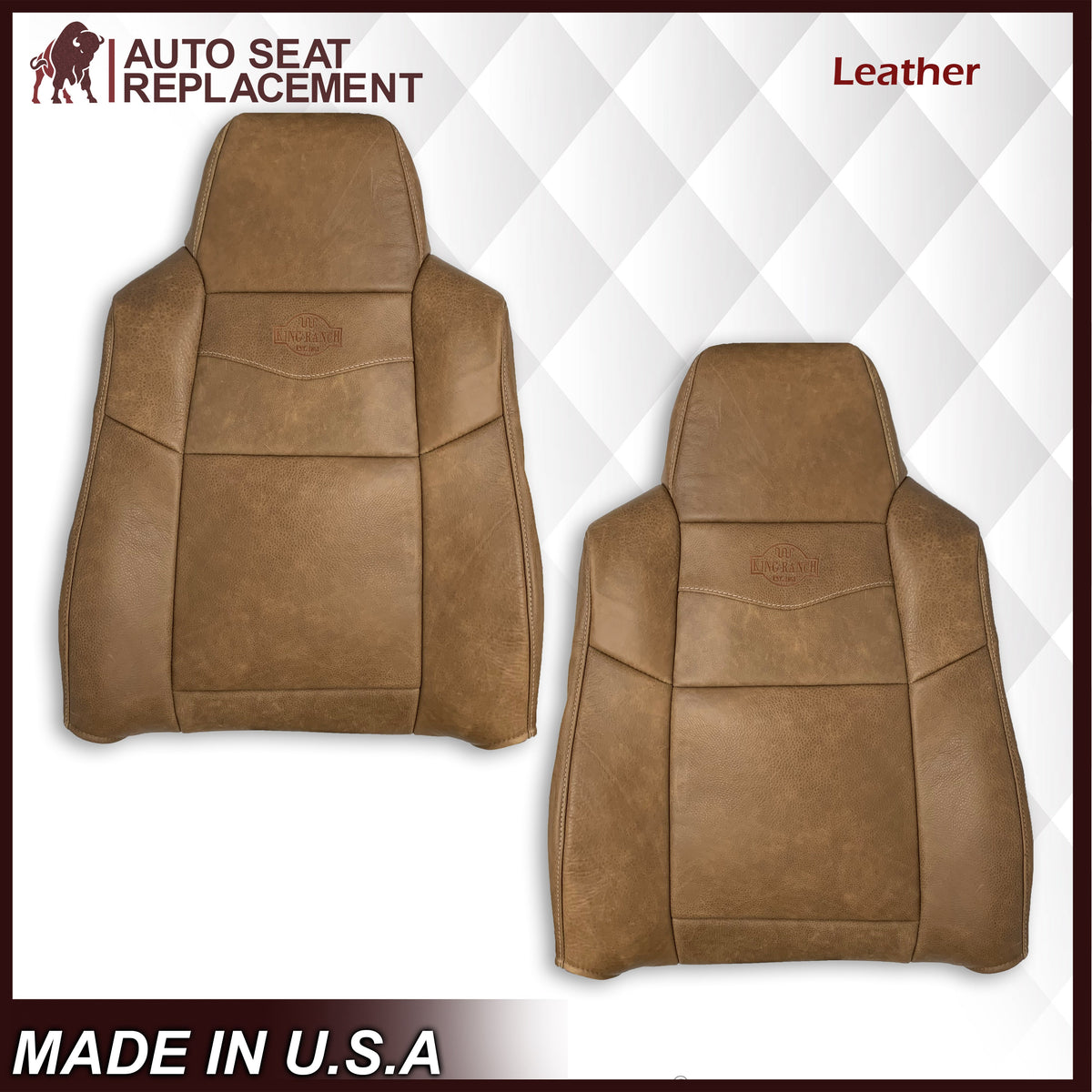 2002-2007 Ford F250 F350 King Ranch Replacement Cowhide Genuine Leather Seat Covers