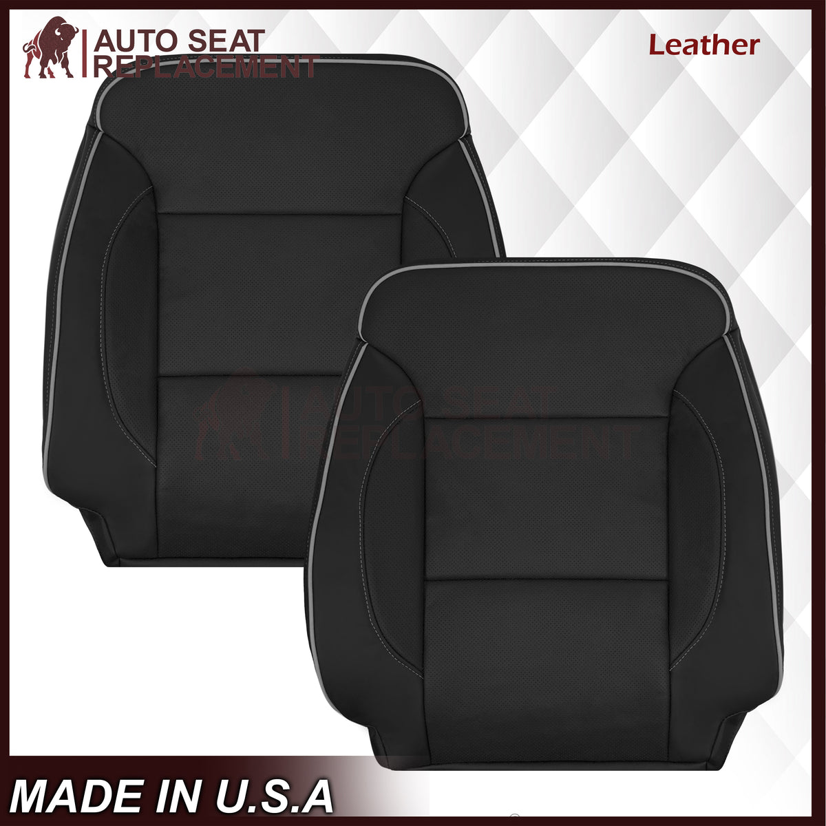 2014-2019 Chevy Silverado 1500 2500HD 3500HD High Country Replacement Perforated Genuine Leather OR Synthetic Leather Seat Covers: Black