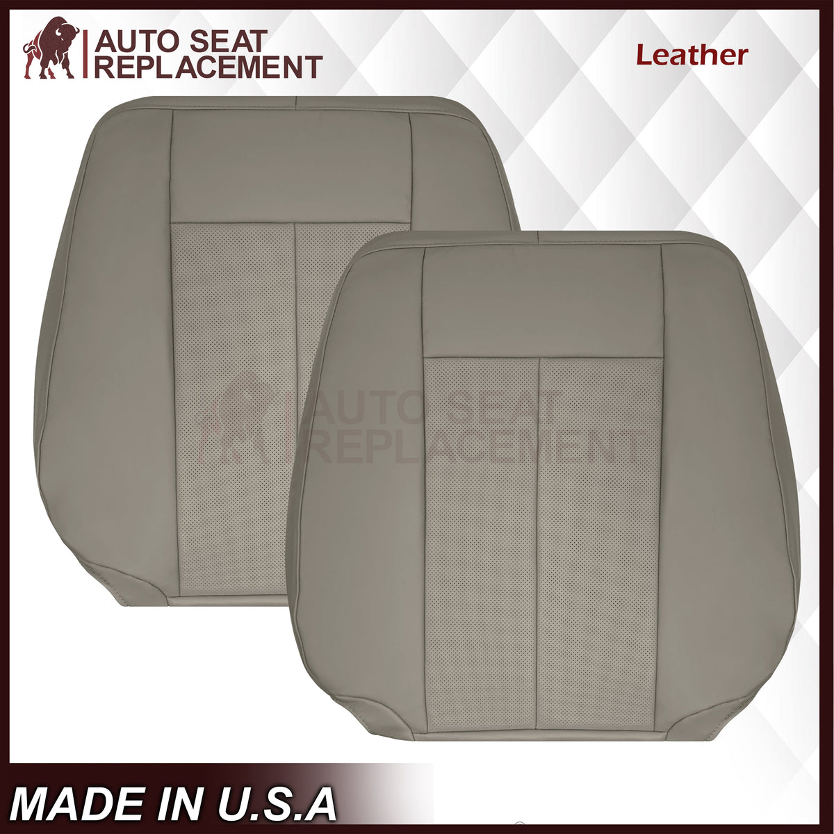 2007-2014 Ford Expedition Eddie Bauer/XLT PERFORATED Leather Replacement Seat Cover in Gray