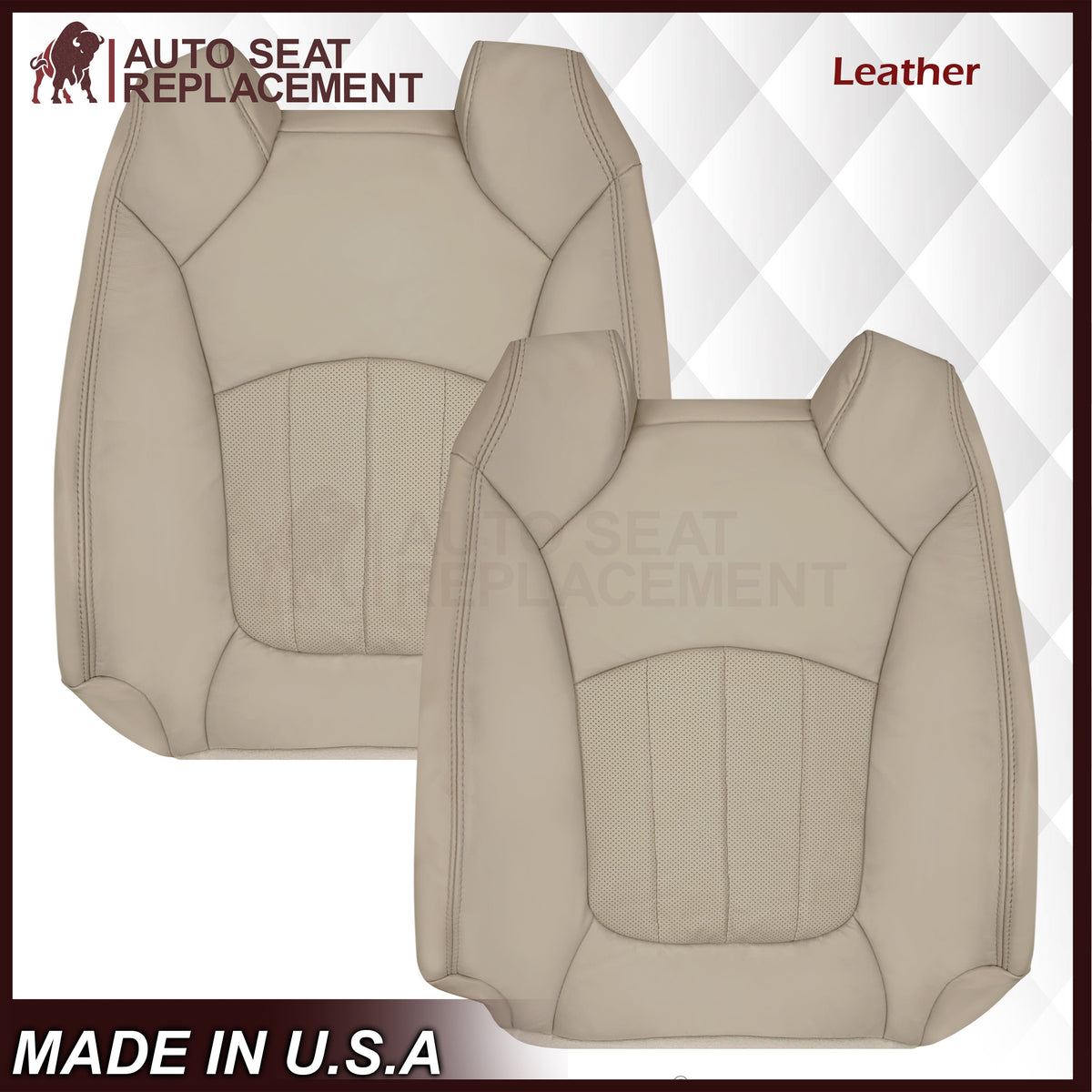 2008-2012 Buick Enclave Perforated Replacement Seat Covers In Tan: Choose Leather or Syn. Leather