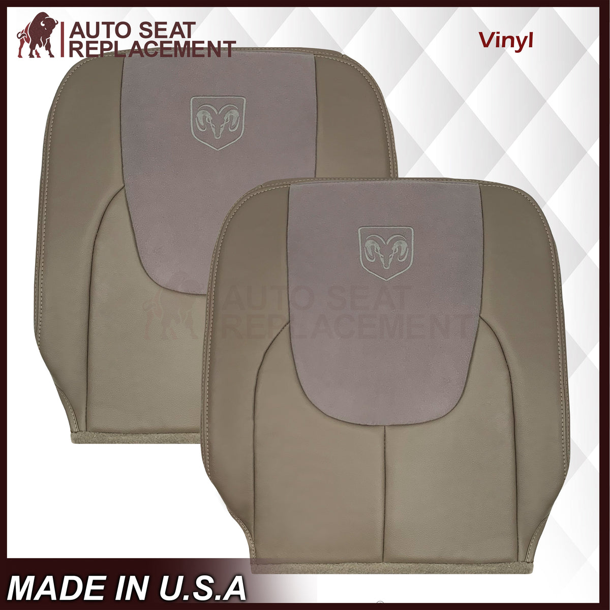 2002 - 2003 Dodge Ram 1500 2500 3500 4500 Laramie SLT Replacement Synthetic Leather & Suede Seat Cover In Tan