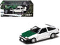 Toyota Sprinter Trueno (AE86) RHD (Right Hand Drive) "Keiichi Tsuchiya - Dori Dori Mesh Wheels" White with Green Carbon Hood 1/64 Diecast Model Car by Hobby Japan  free shipping USA
