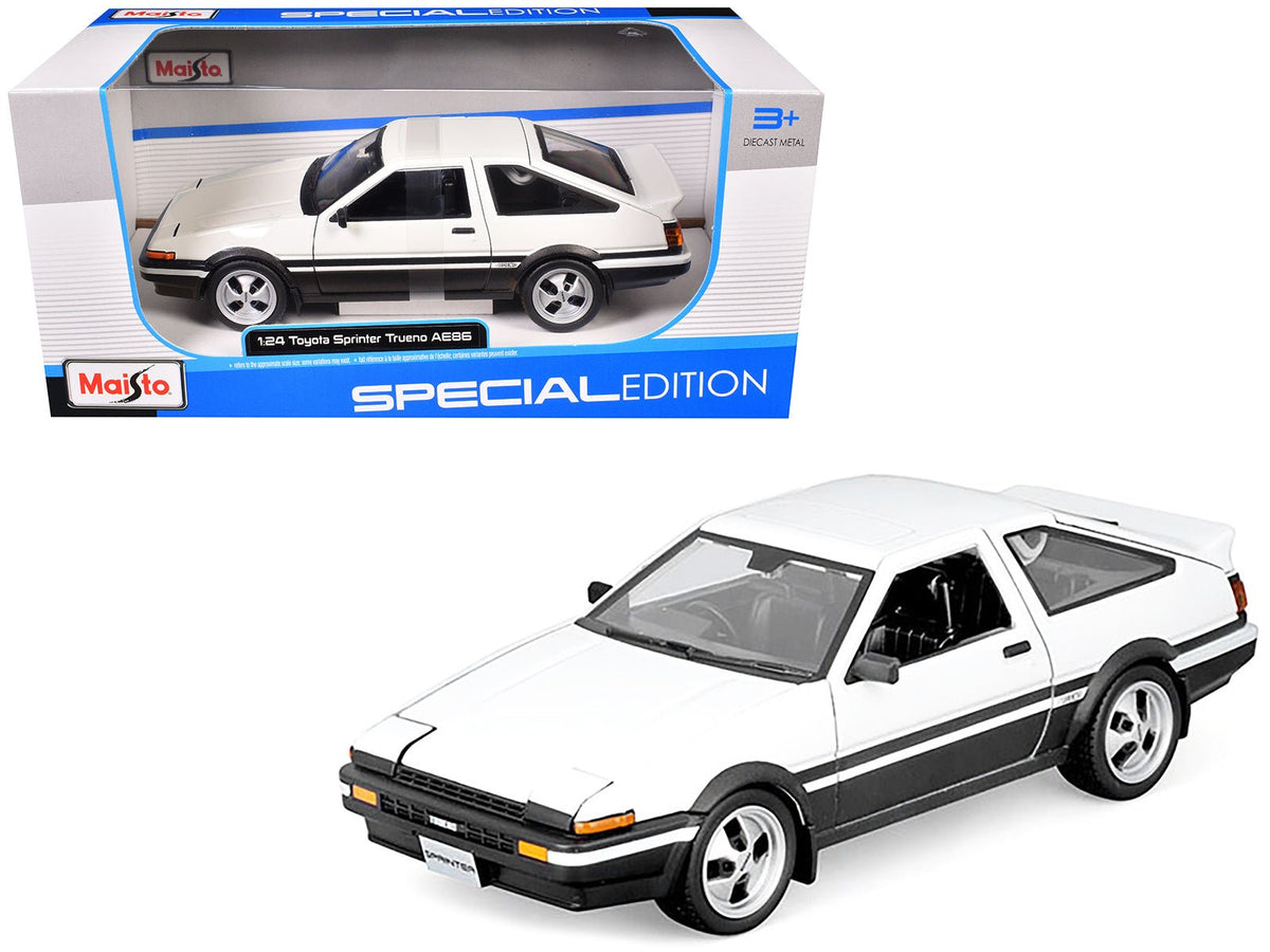 Toyota Sprinter Trueno AE86 RHD (Right Hand Drive) White with Black Stripes "Special Edition" Series 1/24 Diecast Model Car by Maisto  free shipping USA