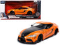 Toyota Supra Orange with Black Stripes "Fast & Furious 9 F9" (2021) Movie 1/24 Diecast Model Car by Jada  free shipping USA