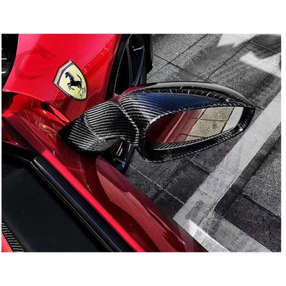 C Style Carbon Fiber Side Mirror Caps for Ferrari 488 GTB Spider