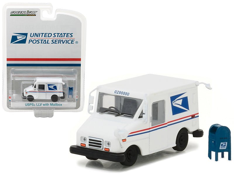 "United States Postal Service" (USPS) Long Life Postal Mail Delivery Vehicle (LLV) with Mailbox Accessory "Hobby Exclusive" 1/64 Diecast Model Car by Greenlight  free shipping USA