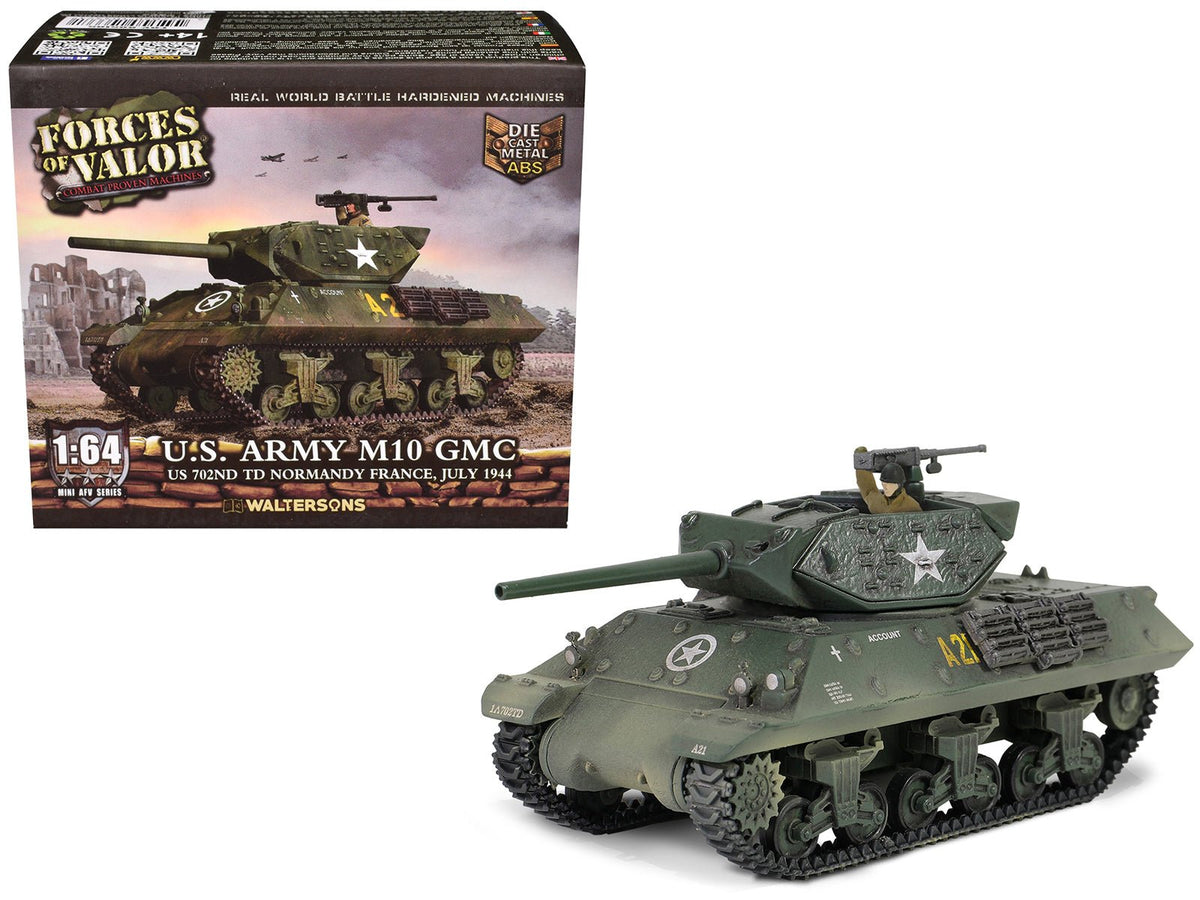 U.S. Army M10 GMC Tank "702nd Tank Destroyer Battalion Normandy France" (1944) United States Army "Mini AFV" Series 1/64 Diecast Model by Forces of Valor  free shipping USA