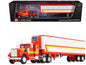 White Western Star 4900 with 36" Vintage Flat Top Sleeper and Wilson 40' Vintage Refridgerated Trailer Red and White with Stripes 1/64 Diecast Model by DCP/First Gear  free shipping USA