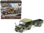 Willys MB Jeep with Trailer Olive Drab (Weathered) with Driver Figure "United States Army" "Mini AFV" Series 1/64 Diecast Model by Forces of Valor  free shipping USA
